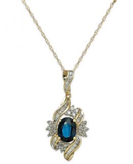 Sapphire (1 3/8 ct. t.w.) and Diamond (1/2 ct. t.w.) Pendant Necklace