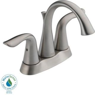 Delta Lahara 4 in. Centerset 2 Handle High Arc Bathroom Faucet in Stainless with Pop Up 2538 SSTP DST