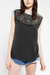 Ecote Acid Wash Embroidered Muscle Tee