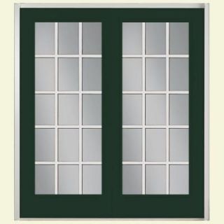 Masonite 72 in. x 80 in. Conifer Prehung Right Hand Inswing 15 Lite Steel Patio Door with No Brickmold 37833