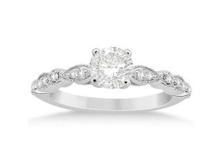 Petite Marquise and Dot Diamond Engagement Ring 14k White Gold (0.12ct)
