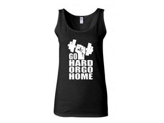 Junior Go Hard Or Go Home Novelty Workout Exercise Graphic Sleeveless Tank Top