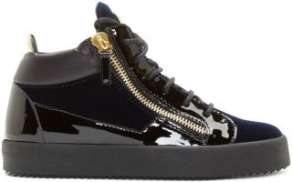 Giuseppe Zanotti: Navy Velvet Veronica Sneakers