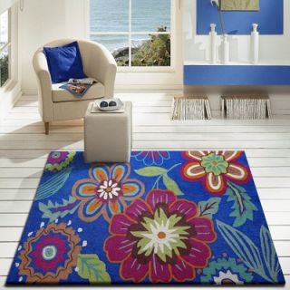 Vivid Blue Floral Indoor/Outdoor Area Rug by Rug Factory Plus