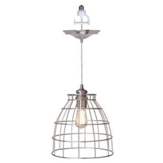 Worth Home Products 1 Light Brushed Nickel Instant Pendant Conversion Kit and Cage Shade PBN 5032 0030