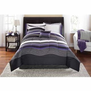 Mainstays Urban Stripe Purple Bed in a Bag Coordinated Bedding Set