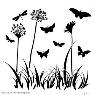 Crafters Work12" x 12" Plastic Template   Butterfly Meadow