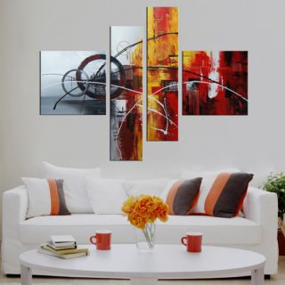 Hand painted Abstract540 4 piece Gallery wrapped Canvas Art Set