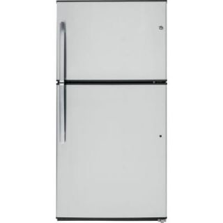 GE 32.75 in. W 21.2 cu. ft. Top Freezer Refrigerator in Stainless Steel GTE21GSHSS
