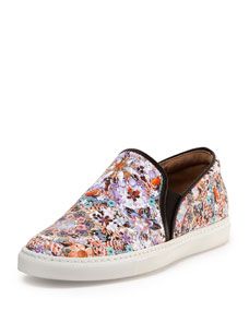 Tabitha Simmons Floral Print Leather Slip On Sneaker