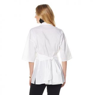 N Natori White Stretch Cotton Shirting Tunic   8059861