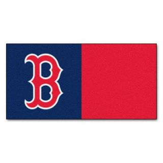 FANMATS MLB   Boston Red Sox Navy Blue and Red Nylon 18 in. x 18 in. Carpet Tile (20 Tiles/Case) 8577