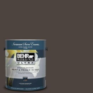 BEHR Premium Plus Ultra 1 Gal. #PPU5 1 Espresso Beans Satin Enamel Interior Paint 775301