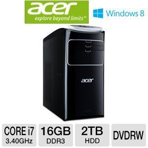 Acer Aspire AT3 605 UR24 Desktop PC   4th Gen. Intel Core i7 4770 3.40GHz, 16GB DDR3, 2TB HDD, 24GB SSD, DVDRW, 4GB NVIDIA GeForce GT 640, Windows 8 64 bit, Keyboard & Mouse,    DT.SPYAA.005