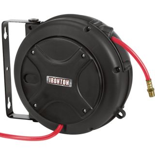 Ironton Mini Air Hose Reel — With 1/4in. x 26ft. Hybrid Polymer Hose, Max. 180 PSI  1/4in. Hose Reels