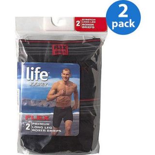 Life by Jockey Men's Long Leg Boxer Briefs, Black, 2 Pack