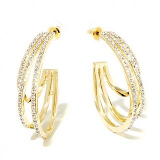 Real Collectibles by Adrienne® Pavé Crystal Triple Row J Hoop Earrin   7982163