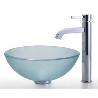Frosted 14 Glass Vessel Sink and Ramus Faucet