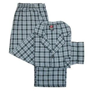 Hanes Size XXLarge Mens Broadcloth Long Sleeve Pajama Set, Black