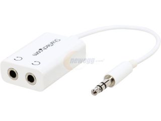 StarTech MUY1MFFADPW White Slim Mini Jack Headphone Splitter Cable Adapter   3.5mm Male to 2x 3.5mm Female M F