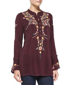 Johnny Was Collection Boston Embroidered Long Sleeve Tunic