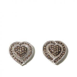 0.35ct Champagne Diamond Sterling Silver "Heart" Stud Earrings   7876782