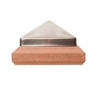 Jaki Jorg Miterless 4 in. x 4 in. Untreated Wood Slip Over Fence Post Cap with Stainless Steel Pyramid TRADS0378