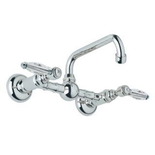 Country Double Handle Wall Mounted Bridge Bathroom Faucet with Lever
