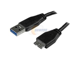 StarTech 2m (6ft) Slim SuperSpeed USB 3.0 A to Micro B Cable   M/M