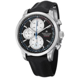 Maurice Lacroix Men's PT6288 SS001 330 PT6288 SS001 330 'Pontos' Chronograph Black Leather Strap Watch