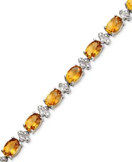 Sterling Silver Citrine (14 3/8 ct. t.w.) and Diamond Accent Bracelet