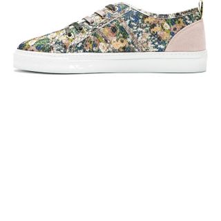 MSGM Green Floral Mesh & Suede Sneakers