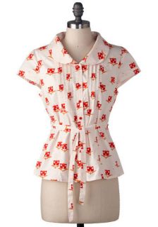 Tulle Clothing Amsterdam Blouse in Scarlet  Mod Retro Vintage Short Sleeve Shirts