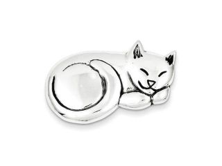 Sleeping Cat Pin in Sterling Silver