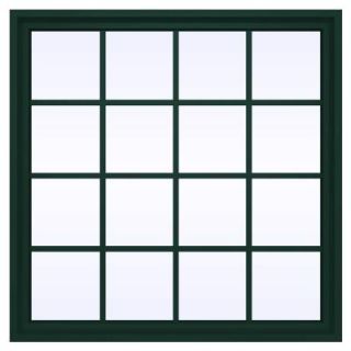 JELD WEN 35.5 in. x 35.5 in. V 4500 Series Fixed Picture Vinyl Window with Grids in Green THDJW142100231