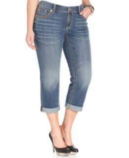 Seven7 Jeans Plus Size Jeans, Cuffed Cropped, Blue Wash