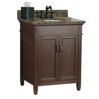Foremost Ashburn 25 in. W x 22 in. D Vanity in Mahogany with Granite Vanity Top in Quadro with White Basin ASGAQD2522