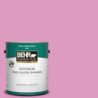 BEHR Premium Plus 1 gal. #690B 4 Pink Begonia Zero VOC Semi Gloss Enamel Interior Paint 340001