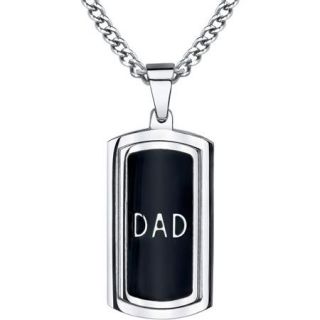 Men's Diamond Accent Stainless Steel Reversible "Dad" Dog Tag