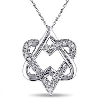 10K White Gold and Diamond Interlocking Hearts Pendant with Chain   7792394