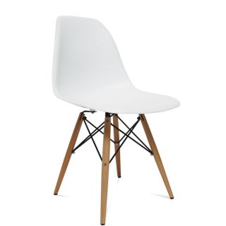 MaxMod WoodLeg Dining Side Chair in White