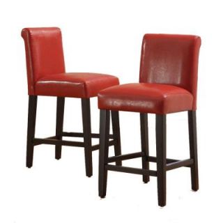 Home Decorators Collection 24 in. H Burgundy Wine Faux Leather Bar Stools (Set of 2) DISCONTINUED 40859C470W(3A)[2PC]