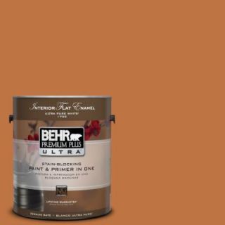BEHR Premium Plus Ultra 1 gal. #PPU3 2 Marmalade Glaze Flat Enamel Interior Paint 175301