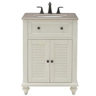 Home Decorators Collection Hamilton 25 in. Shutter Vanity in White with Granite Vanity Top in Grey with White Basin 7402000410