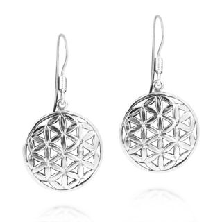 Flower of Life Water Lilies Connection .925 Silver Earrings (Thailand