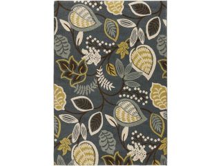 7.85' x 10.5' Abundant Botanicals Navy Blue, Gray and Marigold Area Throw Rug