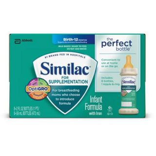 Similac For Supplementation Infant Formula with Iron Ready to Feed, 2oz bottle, 8 Count