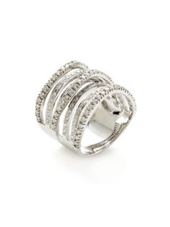 Pave Diamond Wavy Multi Band Ring by Vendoro