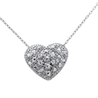 Gioelli Sterling Silver Pave set Heart Pendant Necklace