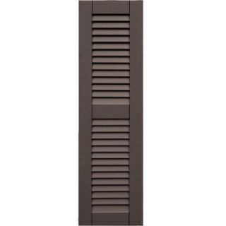 Wood Composite 12 in. x 42 in. Louvered Shutters Pair #641 Walnut 41242641